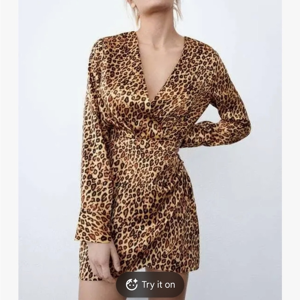 Zara Leopard Print Mini Dress - Brown Black